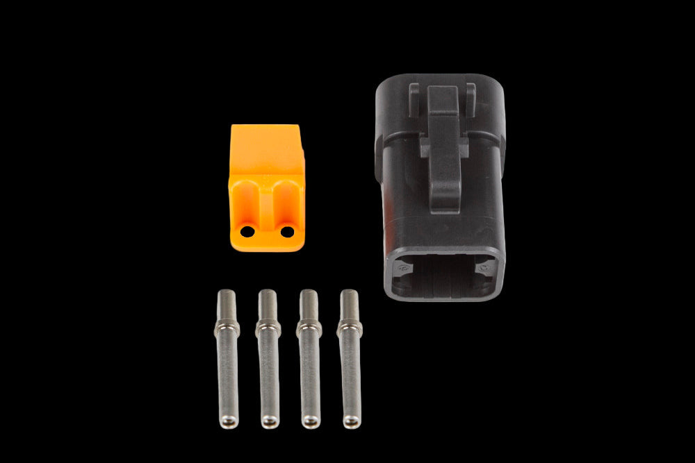 Haltech Plug and Pins Only - Male Deutsch DTP-06-4S - Black Connector (25A)